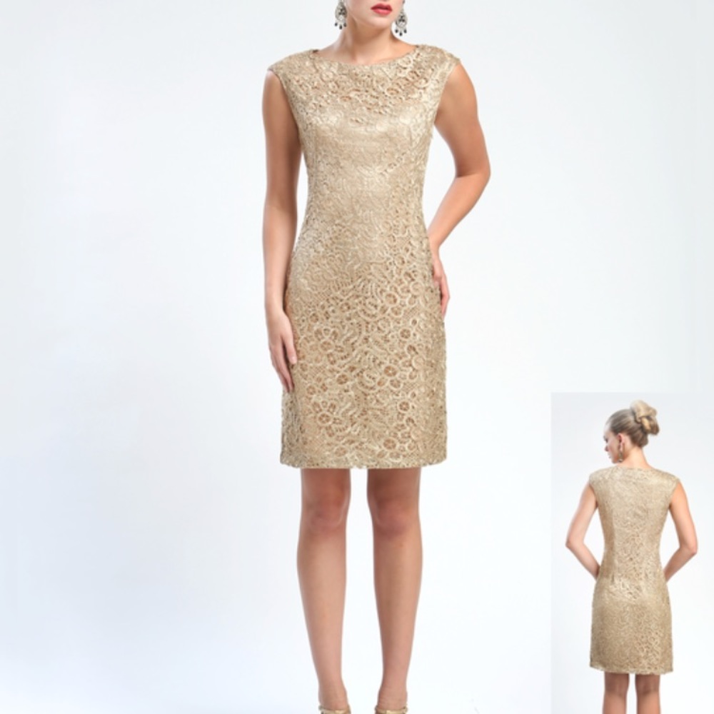 Gold Sue Wong cocktail dress